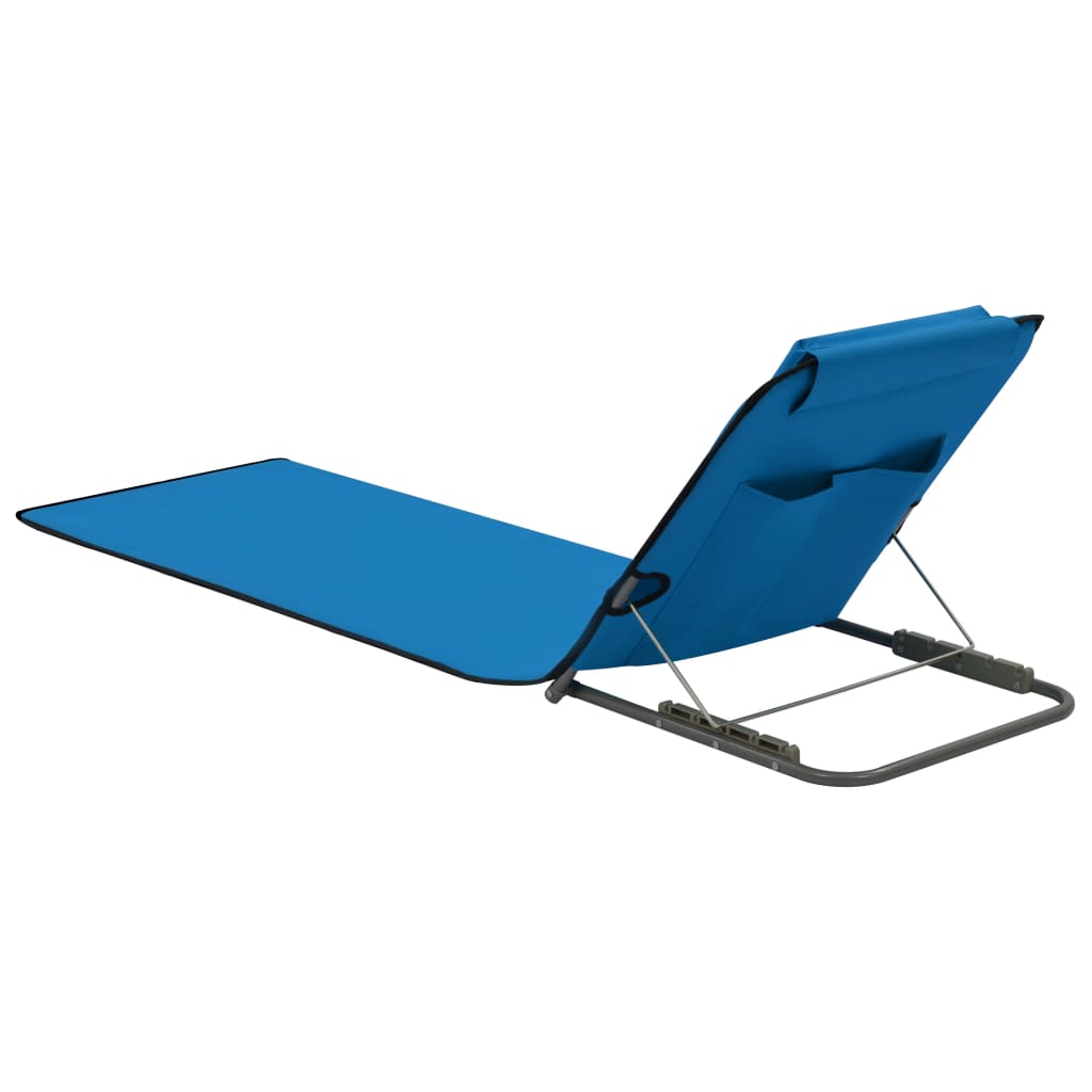 Folding Beach Mats 2 Pcs Steel And Fabric Blue