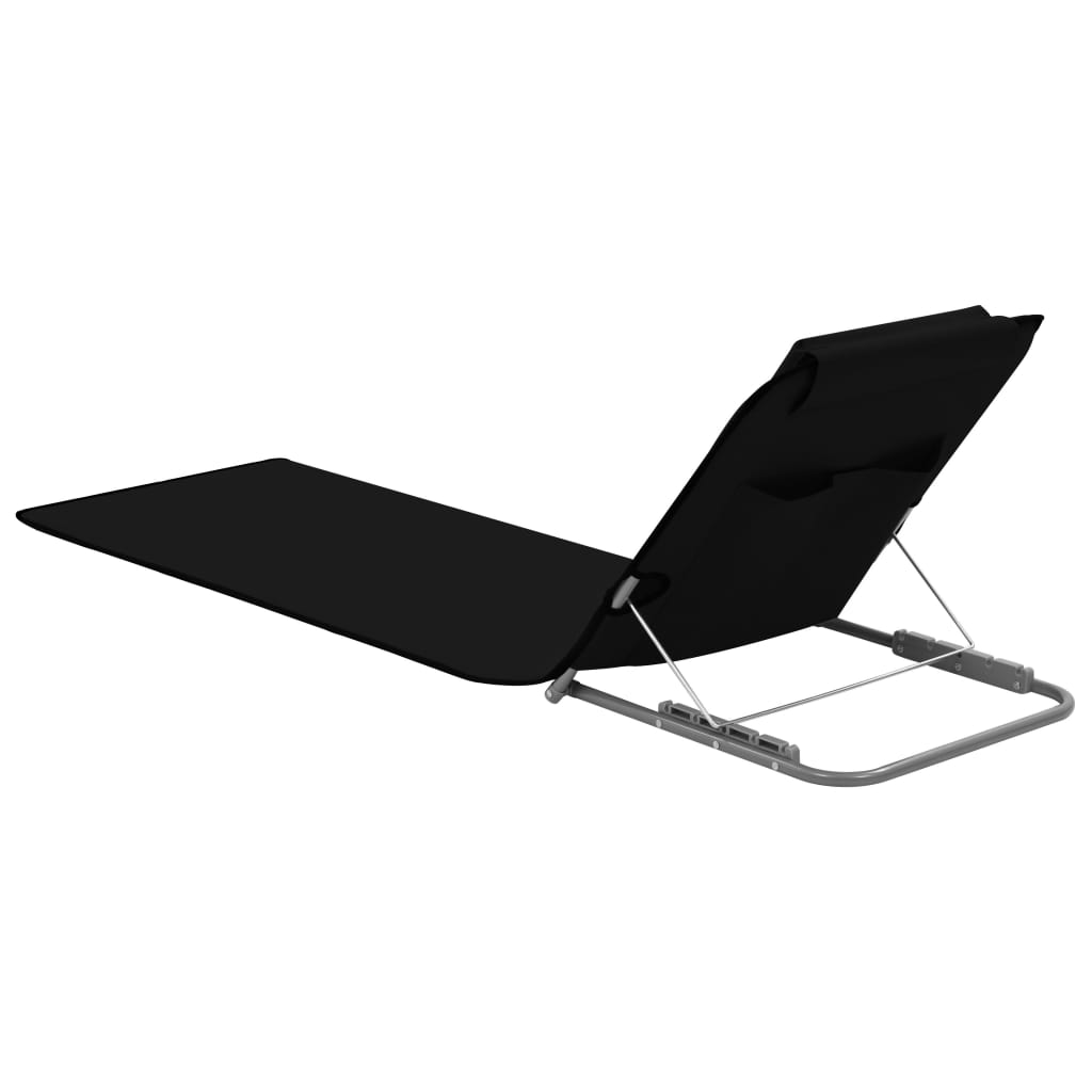 Folding Beach Mats 2 Pcs Steel And Fabric Black