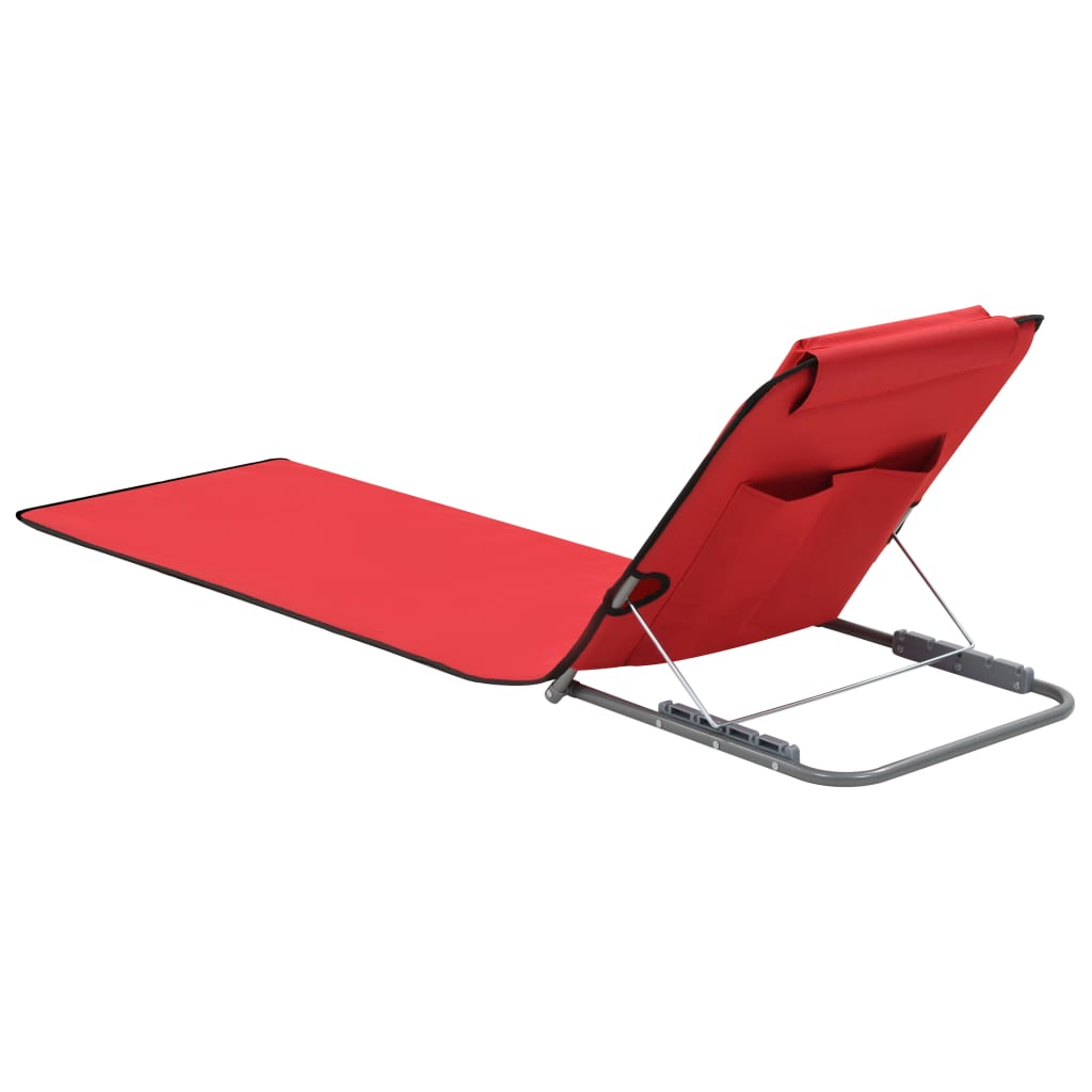 Folding Beach Mats 2 Pcs Steel And Fabric Red