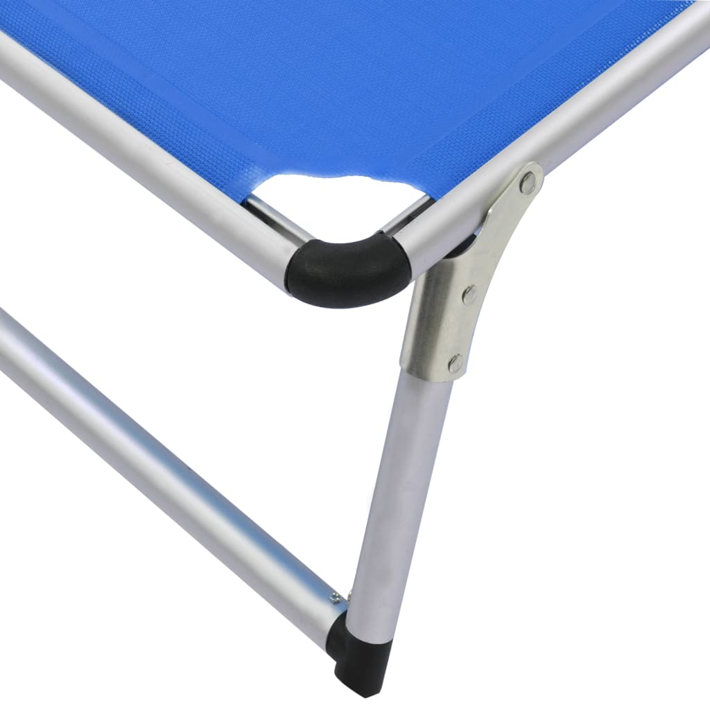 Folding Sun Lounger With Roof Aluminium And Textilene Blue