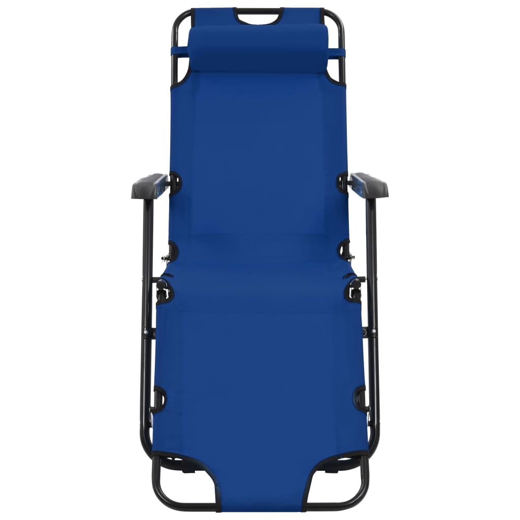 Folding Sun Loungers 2 Pcs With Footrests Steel Blue