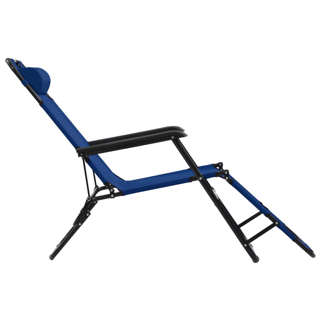 Folding Sun Loungers 2 Pcs With Footrests Steel Blue