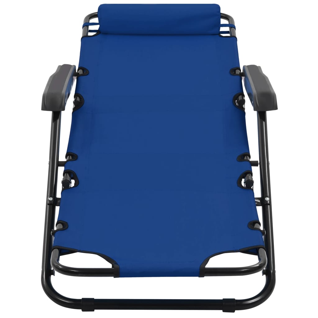 Folding Sun Loungers 2 Pcs With Footrests Steel Blue