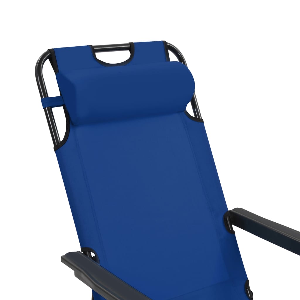 Folding Sun Loungers 2 Pcs With Footrests Steel Blue