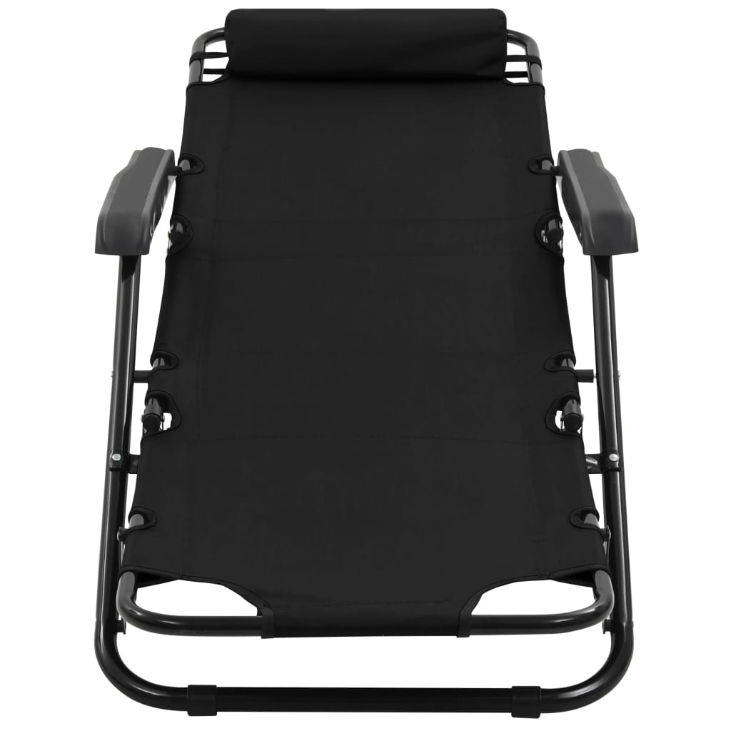 Folding Sun Loungers 2 Pcs With Footrests Steel Black