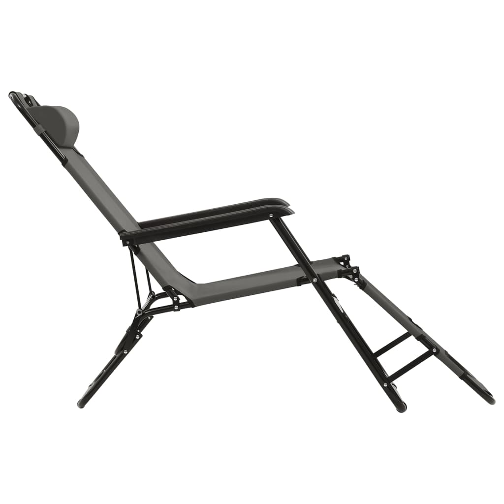 Folding Sun Loungers 2 Pcs With Footrests Steel Grey