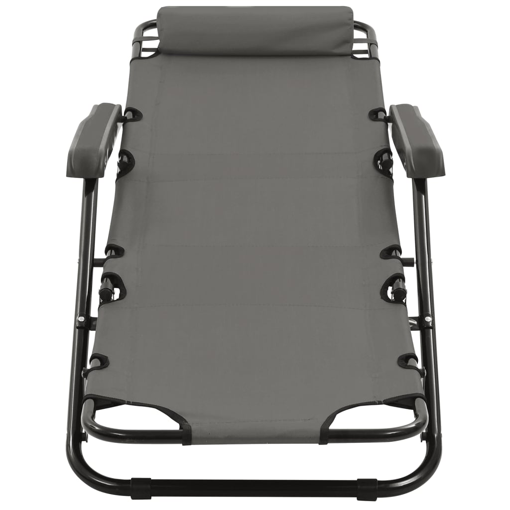 Folding Sun Loungers 2 Pcs With Footrests Steel Grey