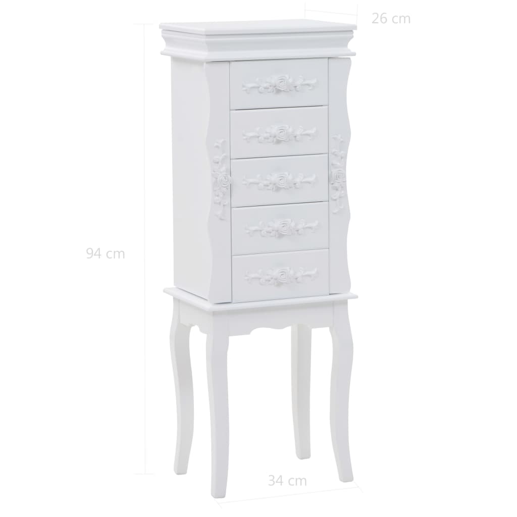 Free Standing Jewelery Cabinet White