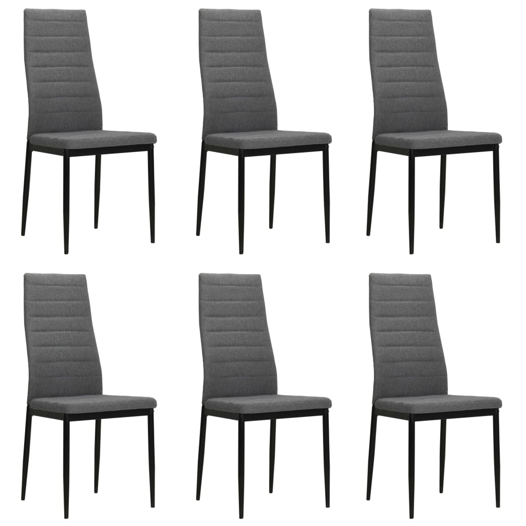 Dining Chairs 6 Pcs Light Grey Fabric