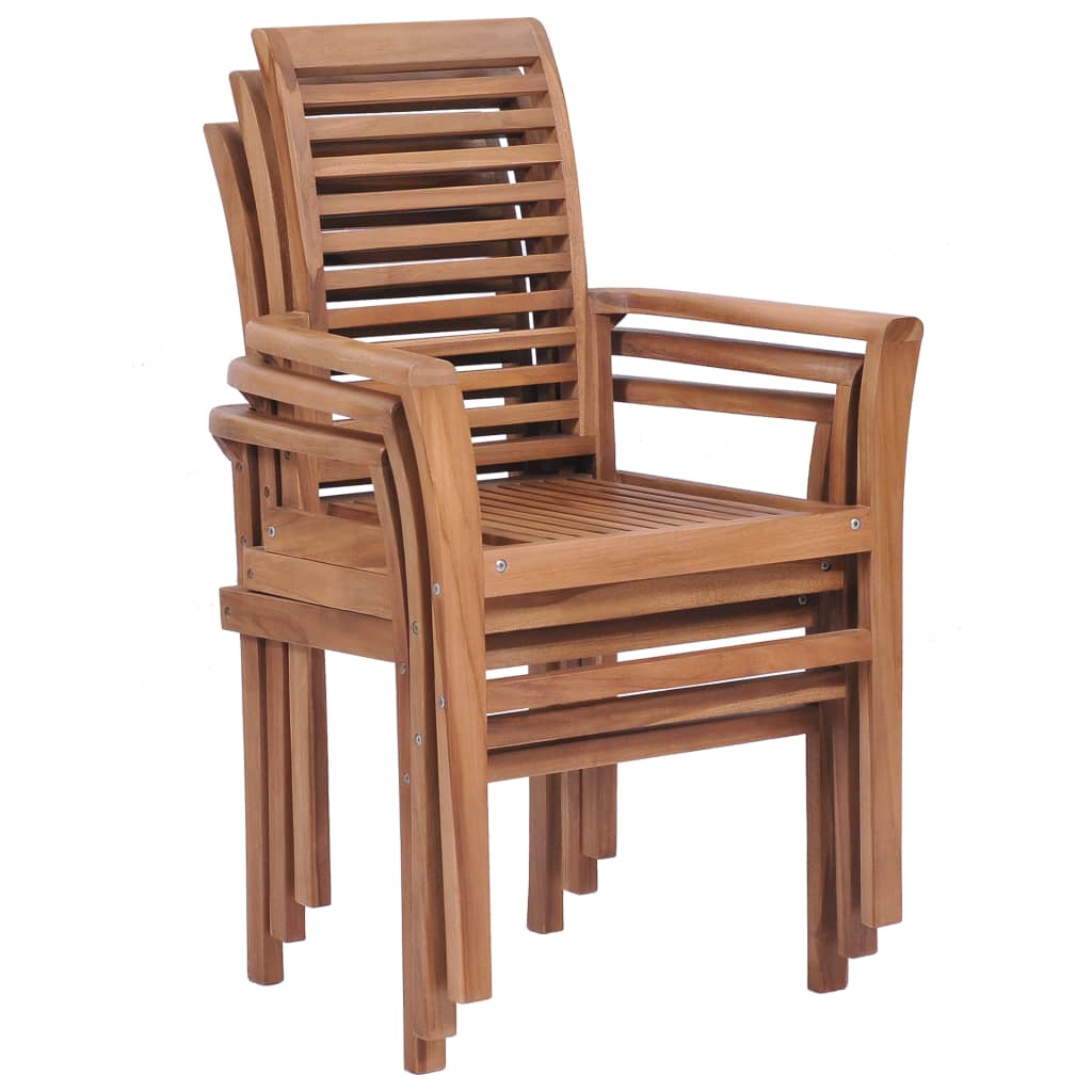 Stacking Dining Chairs 2 Pcs Solid Teak