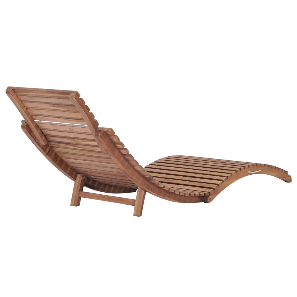 Folding Sun Lounger Solid Teak Wood