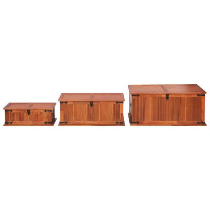 Storage Chests 3 Pcs Solid Acacia Wood