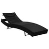 Sun Lounger With Pillow Poly Rattan Black