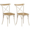 Cross Chairs 2 Pcs White Solid Mango Wood