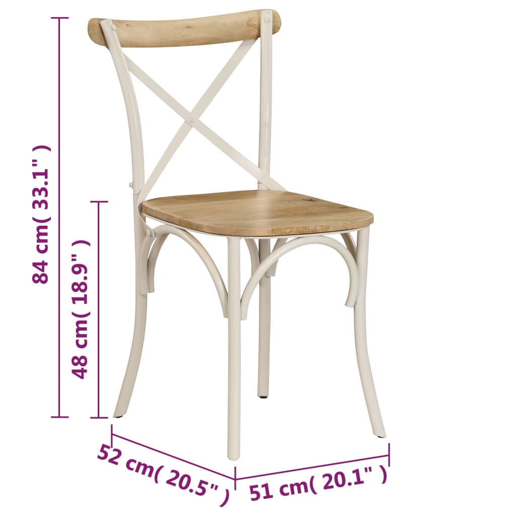 Cross Chairs 2 Pcs White Solid Mango Wood