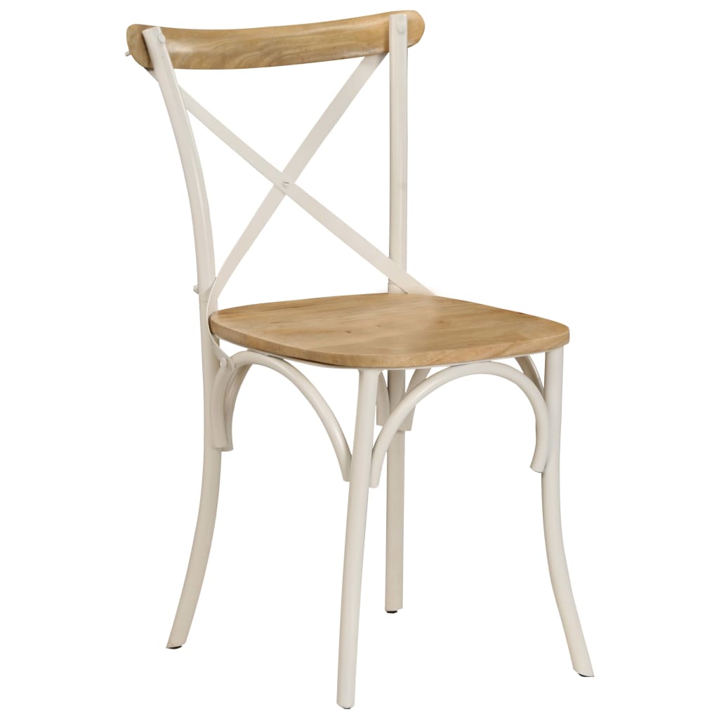 Cross Chairs 2 Pcs White Solid Mango Wood