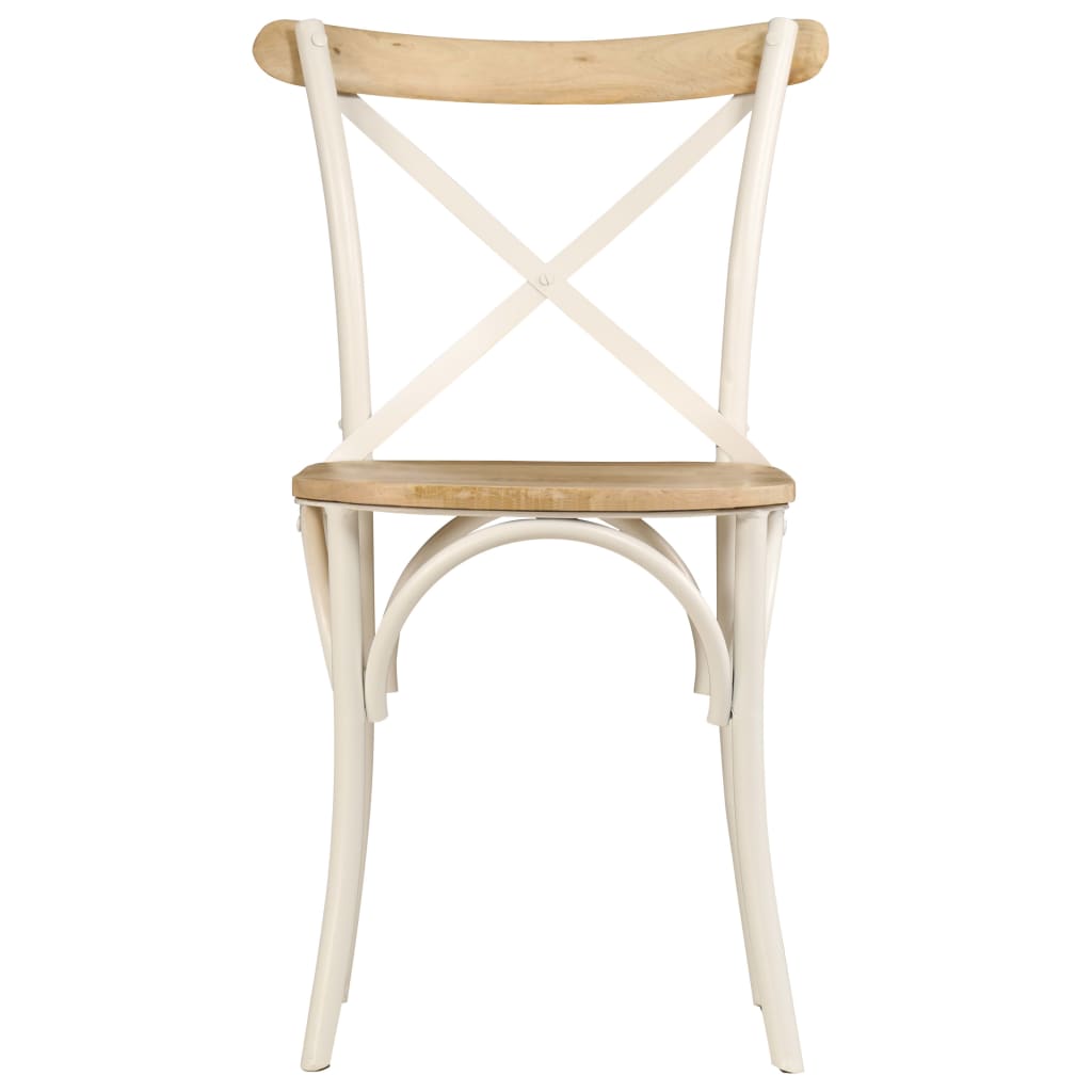 Cross Chairs 2 Pcs White Solid Mango Wood