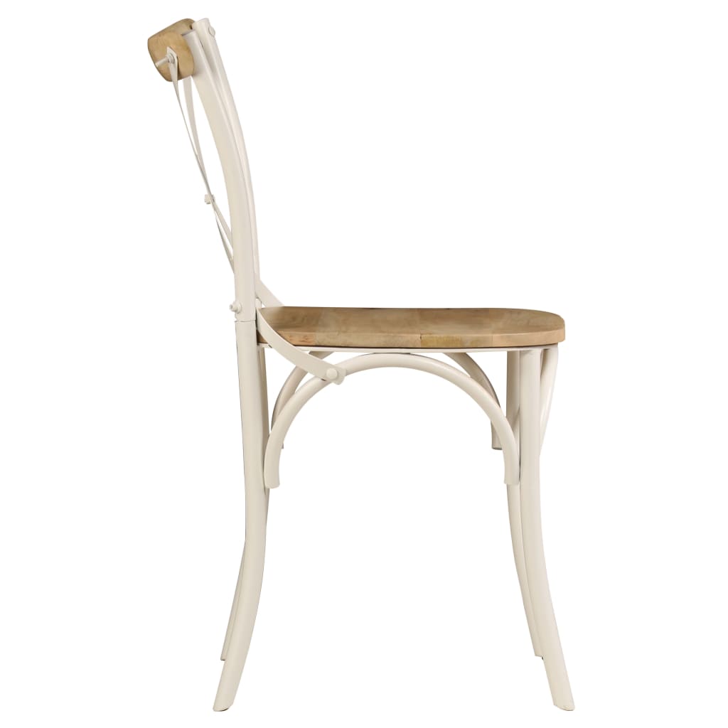 Cross Chairs 2 Pcs White Solid Mango Wood