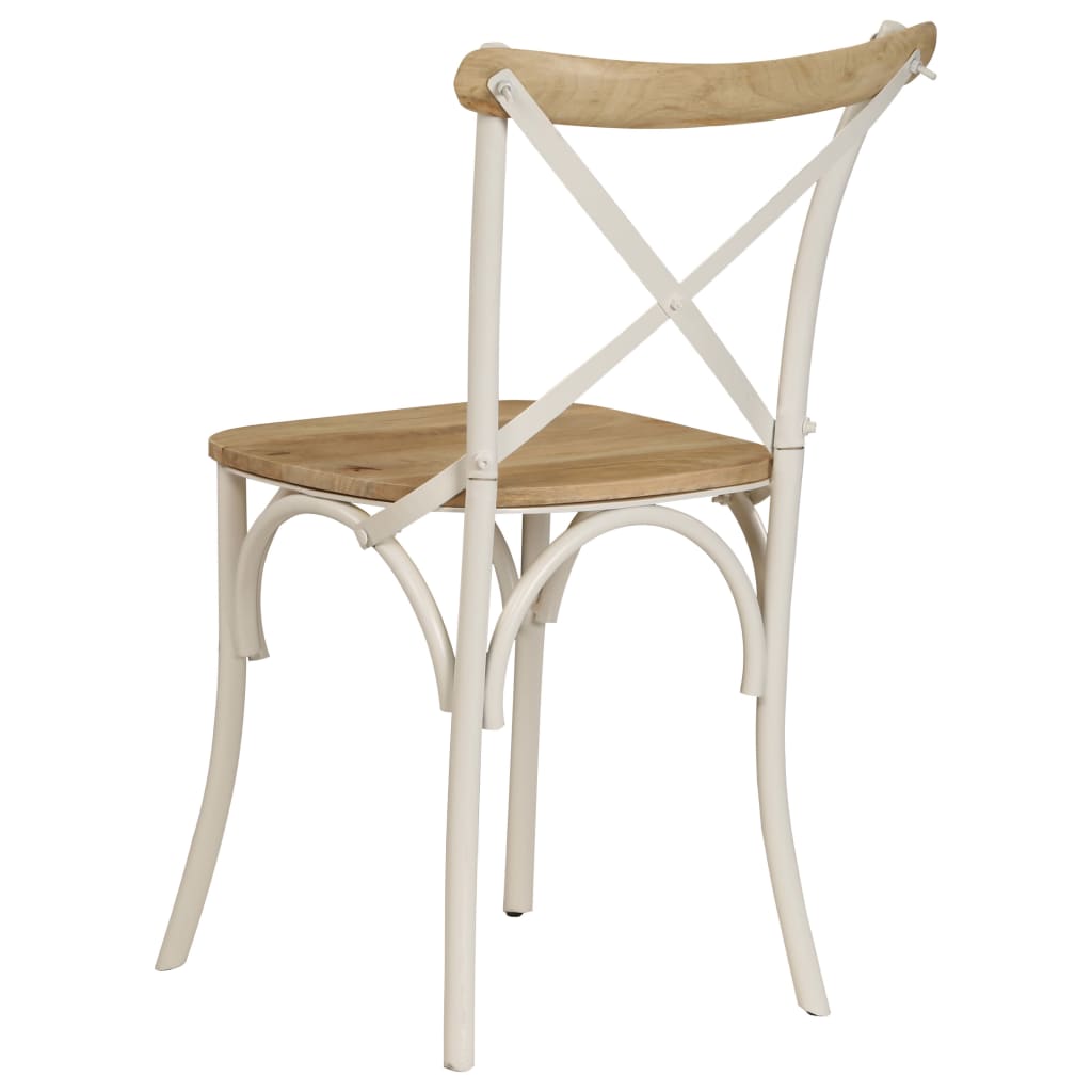 Cross Chairs 2 Pcs White Solid Mango Wood