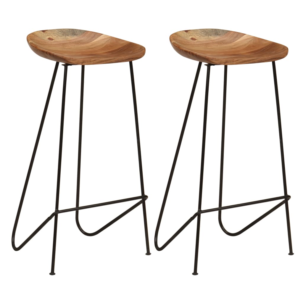 Bar Stools 2 Pcs Solid Acacia Wood