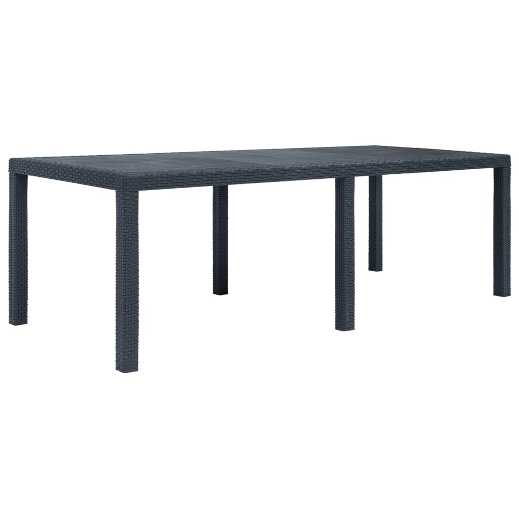 Garden Table Anthracite 220X90X72 Cm Plastic Rattan Look