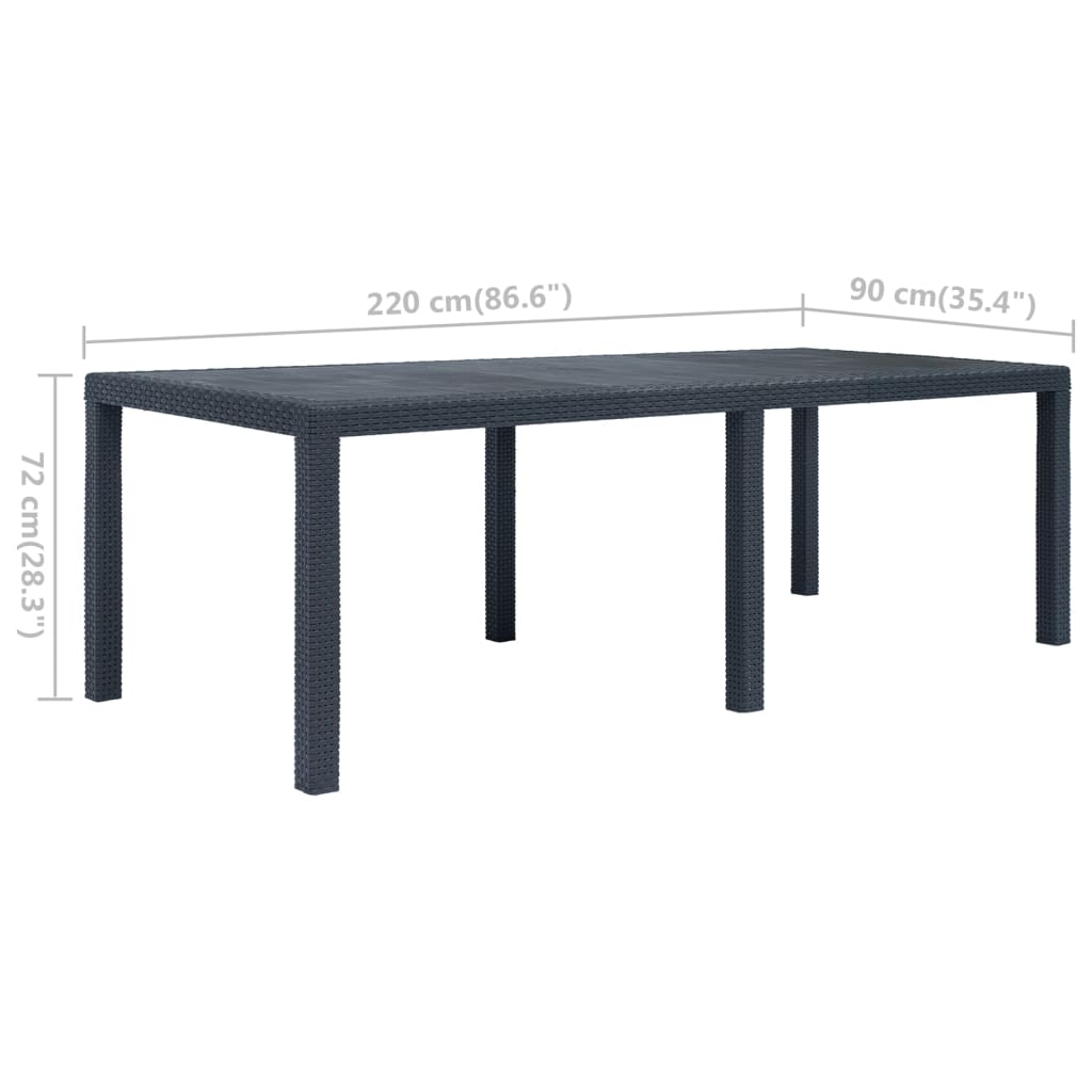 Garden Table Anthracite 220X90X72 Cm Plastic Rattan Look