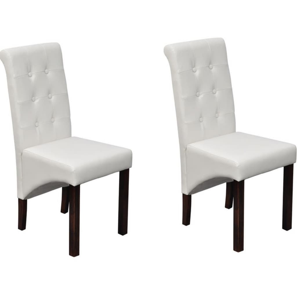 Dining Chairs 2 Pcs White Faux Leather