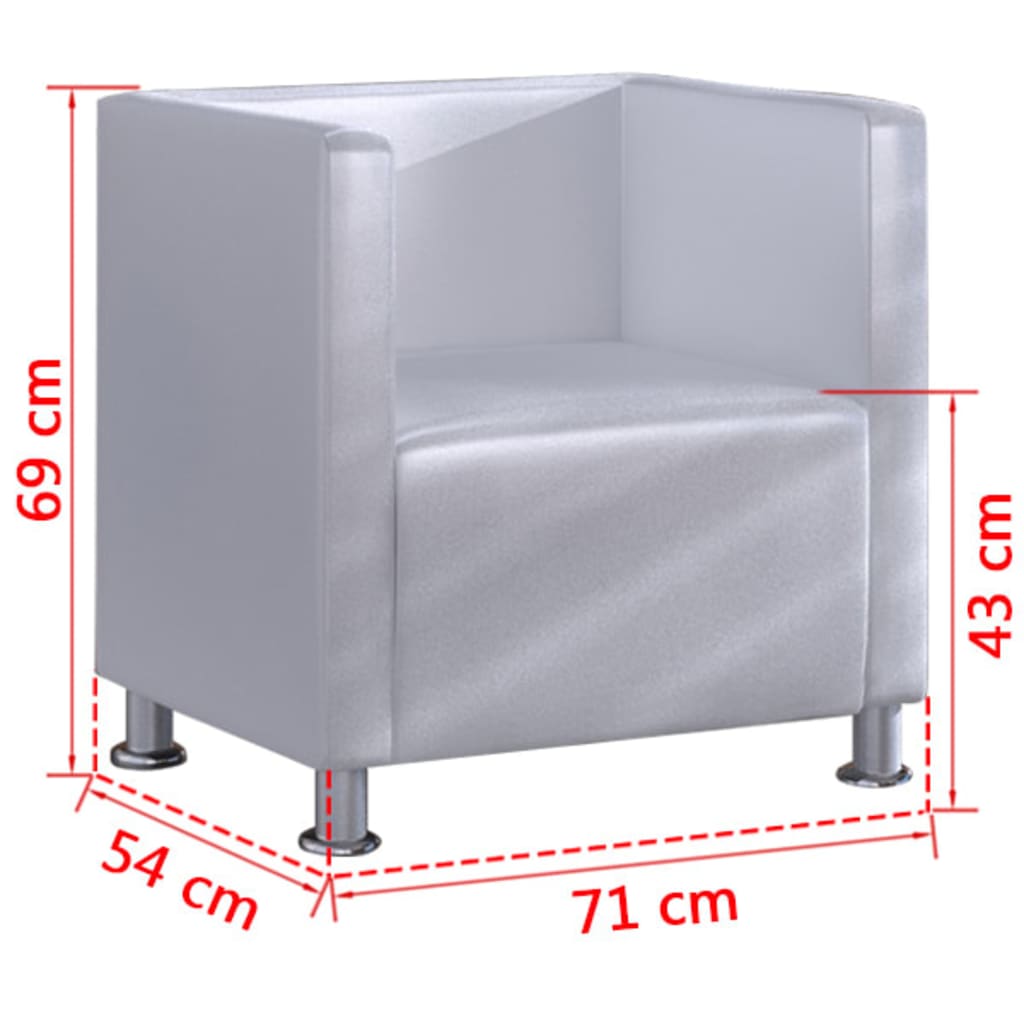 Cube Armchair White Faux Leather