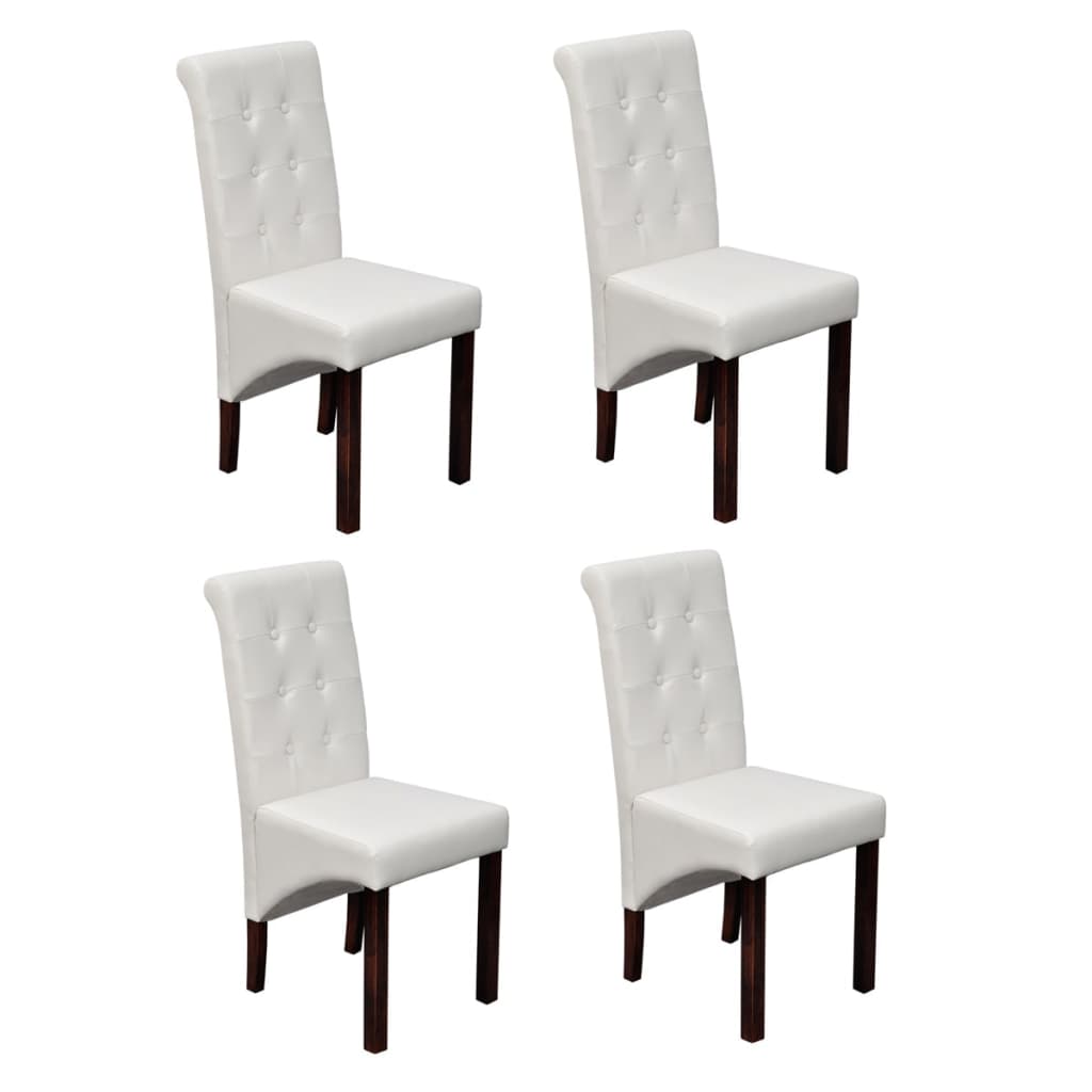 Dining Chairs 4 Pcs White Faux Leather