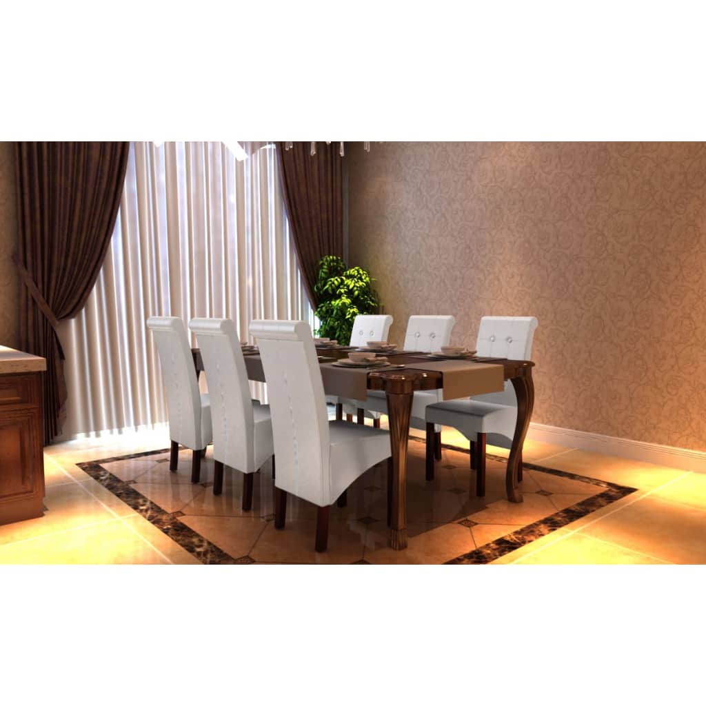 Dining Chairs 6 Pcs White Faux Leather