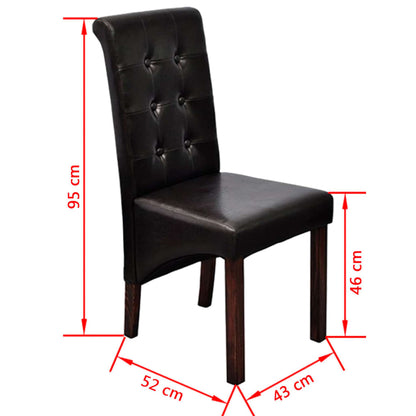 Dining Chairs 6 Pcs Brown Faux Leather