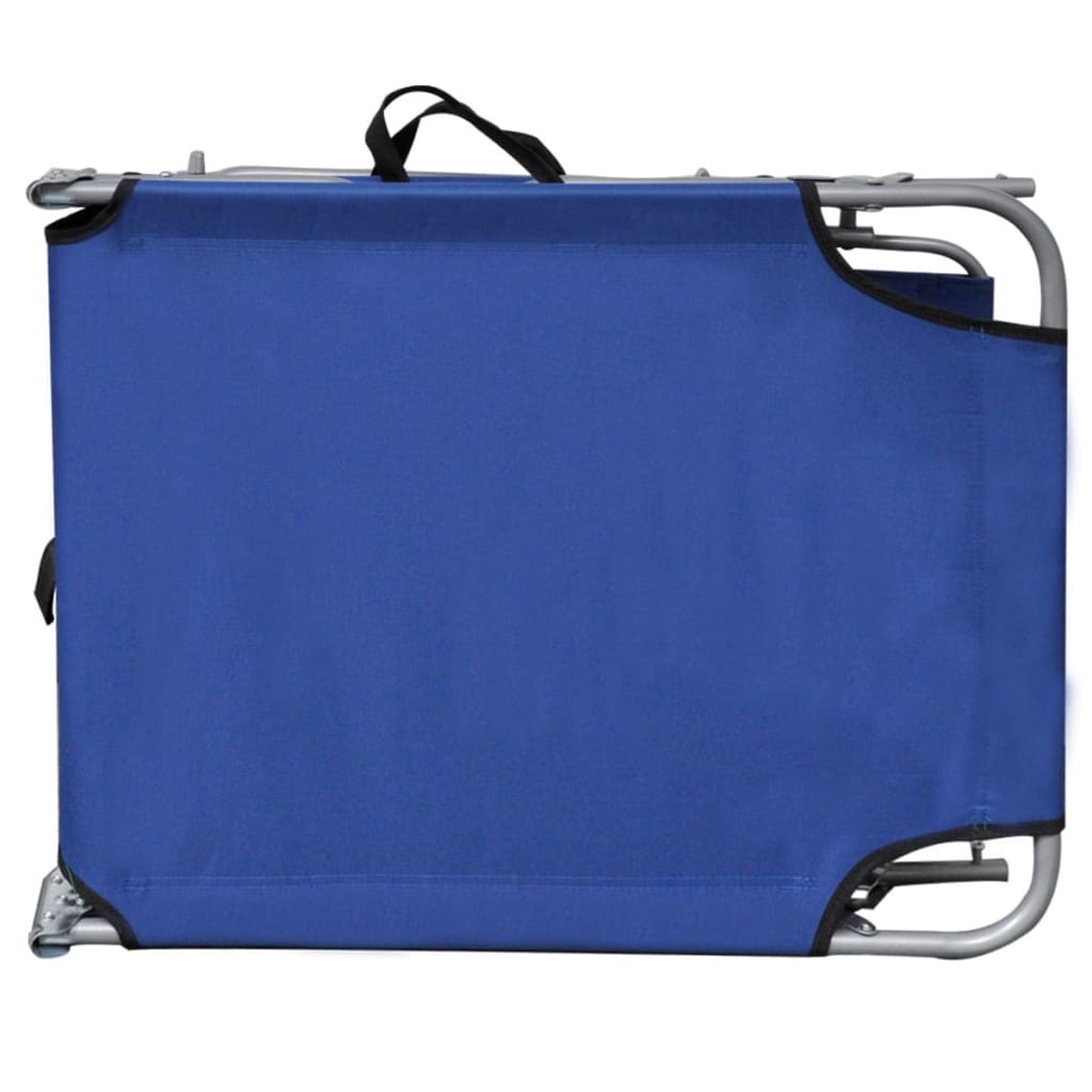 Folding Sun Lounger With Canopy Steel And Fabric Blue