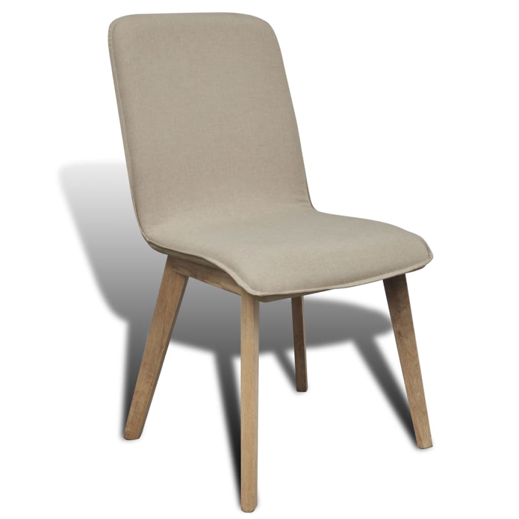 Oak Indoor Fabric Dining Chair Set 4 Pcs Beige