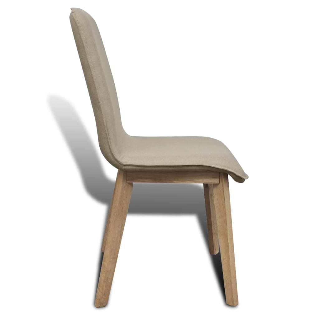 Oak Indoor Fabric Dining Chair Set 4 Pcs Beige