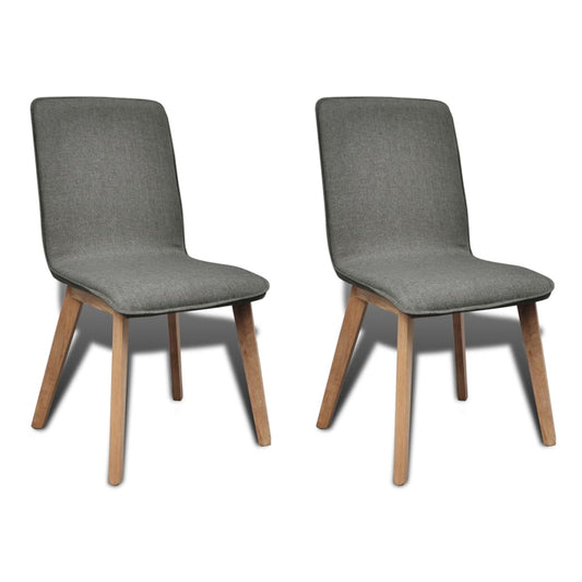 Oak Indoor Fabric Dining Chair Set 2 Pcs Dark Grey