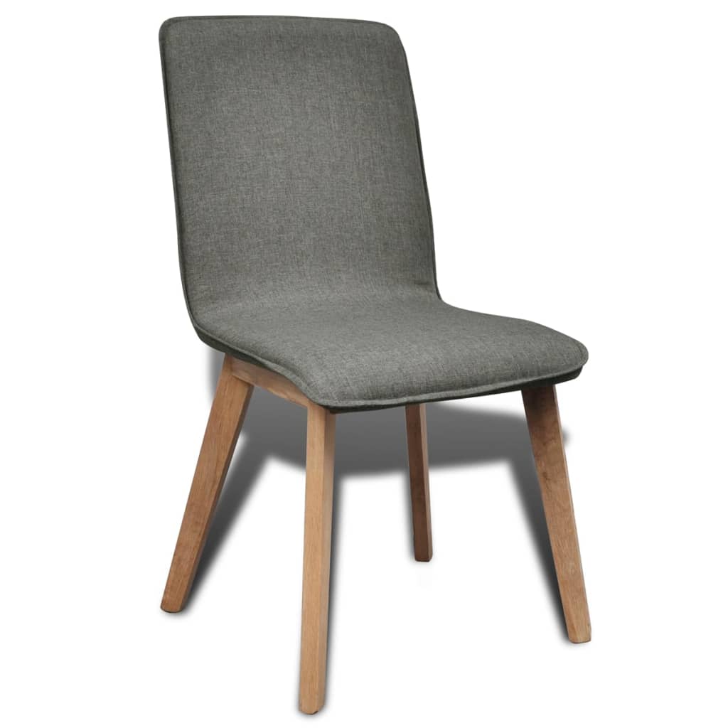 Oak Indoor Fabric Dining Chair Set 2 Pcs Dark Grey