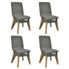 Oak Indoor Fabric Dining Chair Set 4 Pcs Dark Grey