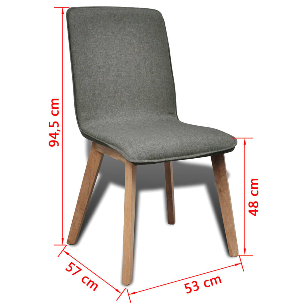 Oak Indoor Fabric Dining Chair Set 4 Pcs Dark Grey