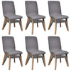 Oak Indoor Fabric Dining Chair Set 6 Pcs Dark Grey