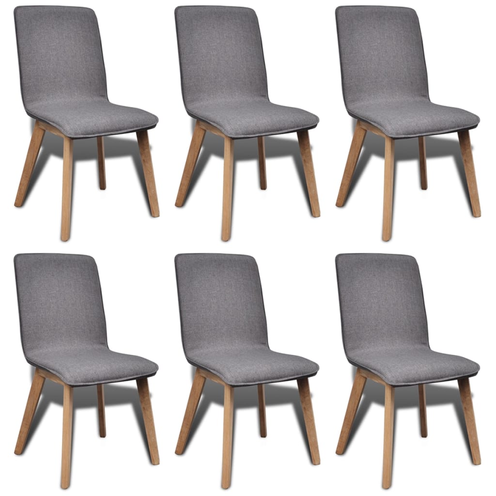 Oak Indoor Fabric Dining Chair Set 6 Pcs Dark Grey