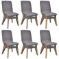 Oak Indoor Fabric Dining Chair Set 6 Pcs Dark Grey