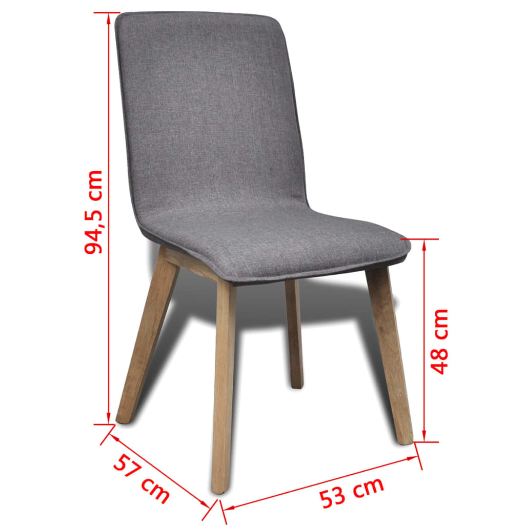 Oak Indoor Fabric Dining Chair Set 6 Pcs Dark Grey