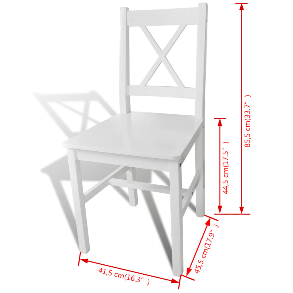 Dining Chairs 2 Pcs White Pinewood