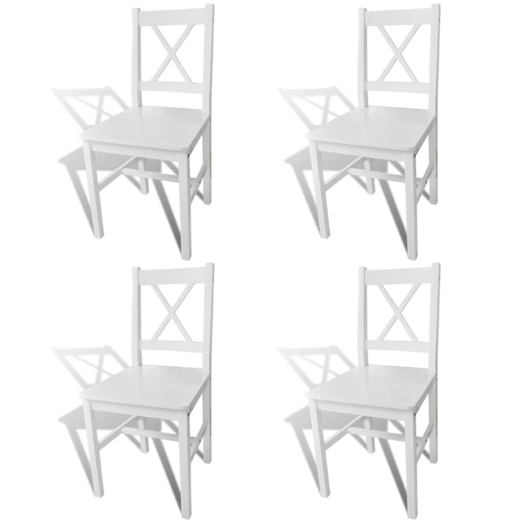 Dining Chairs 4 Pcs White Pinewood