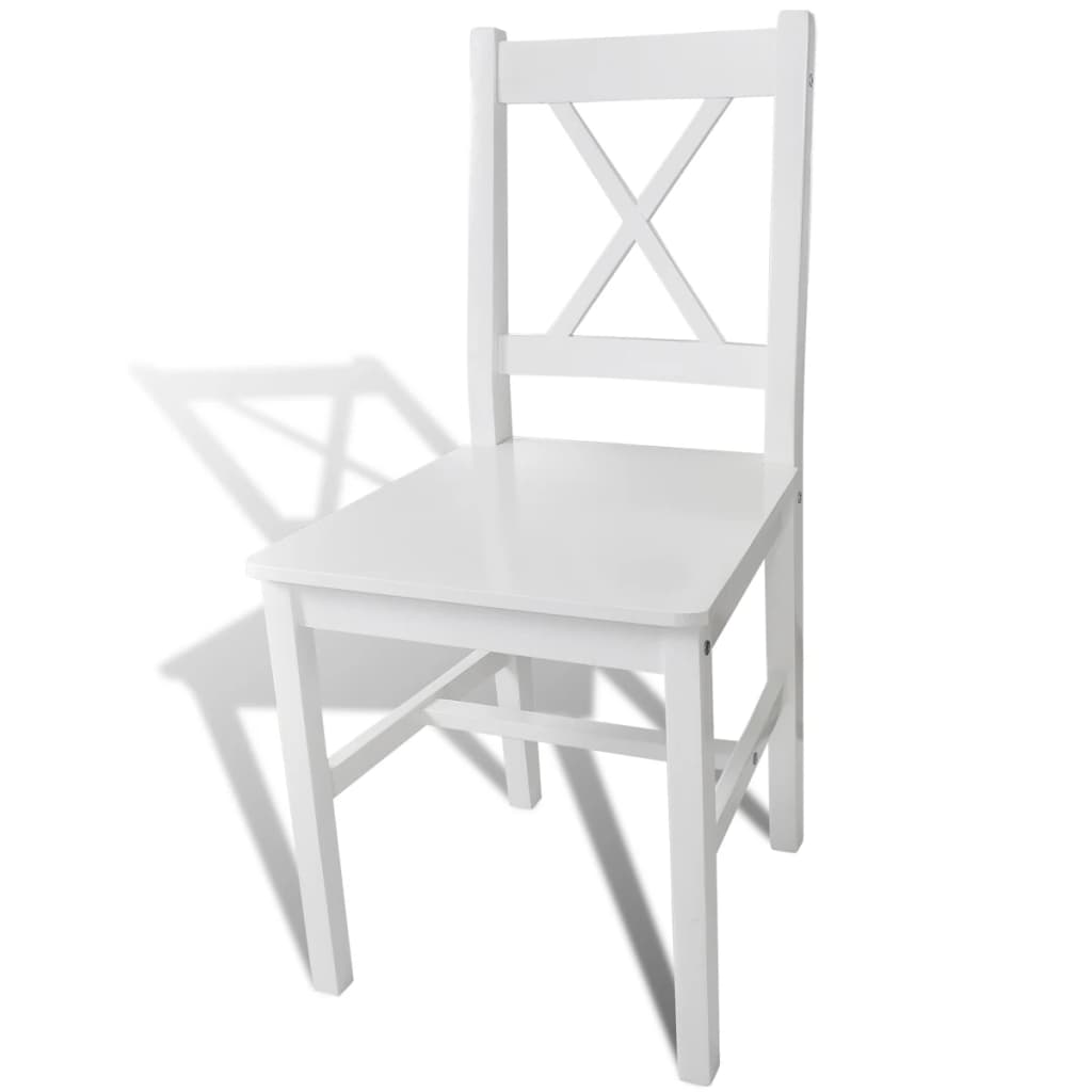 Dining Chairs 4 Pcs White Pinewood