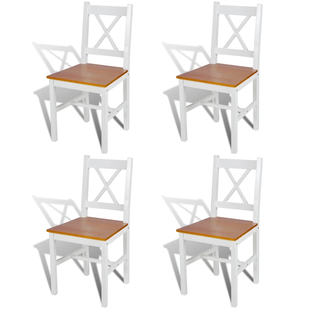 Dining Chairs 4 Pcs White Pinewood