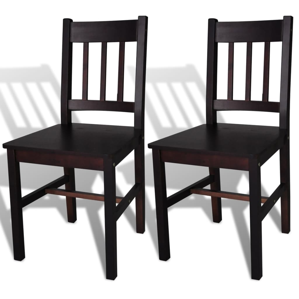 Dining Chairs 2 Pcs Dark Brown Pinewood