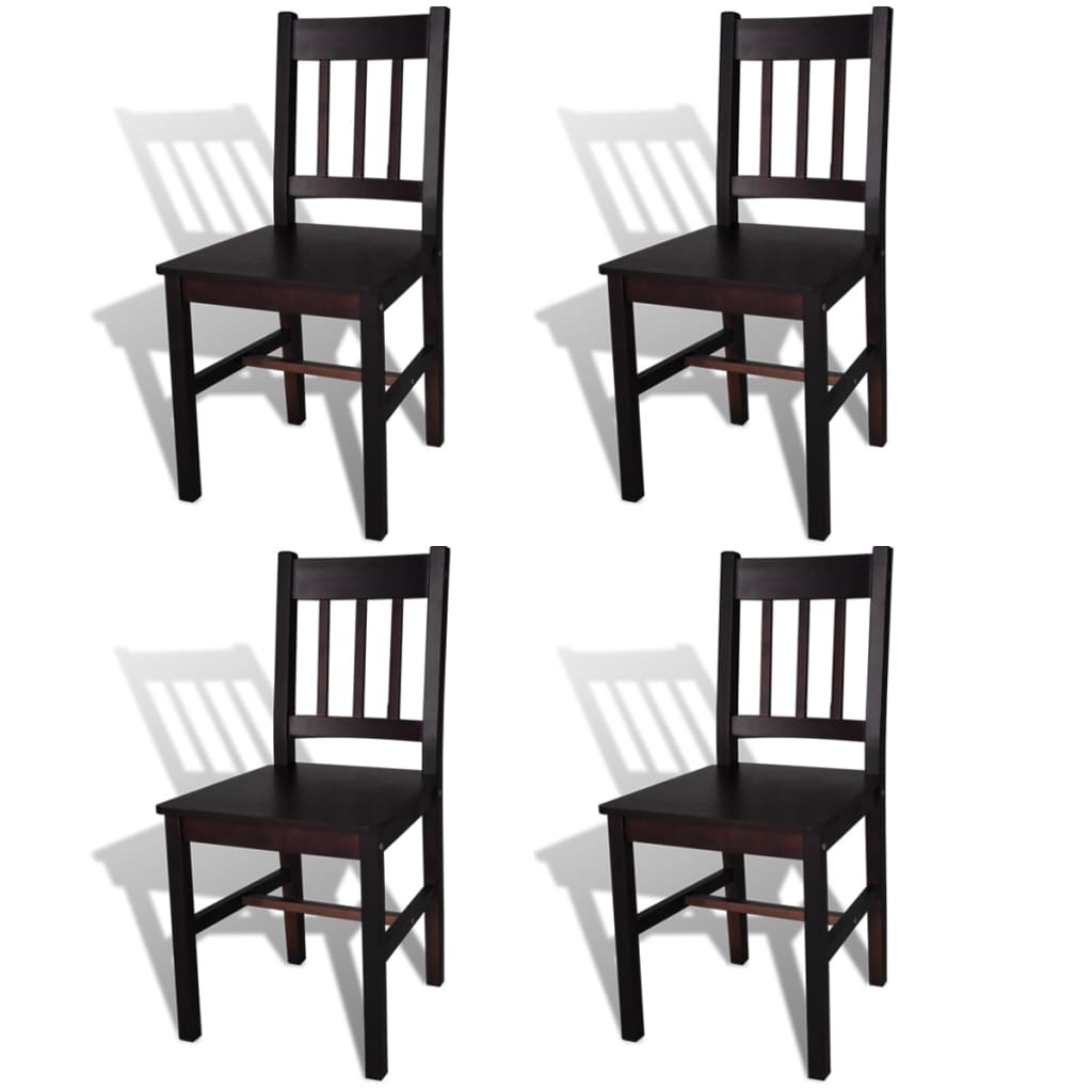 Dining Chairs 4 Pcs Dark Brown Pinewood