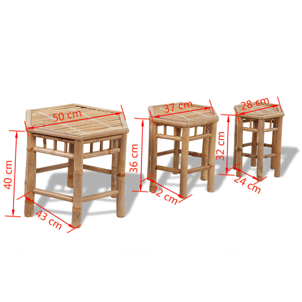 Garden Stools 3 Pcs Bamboo