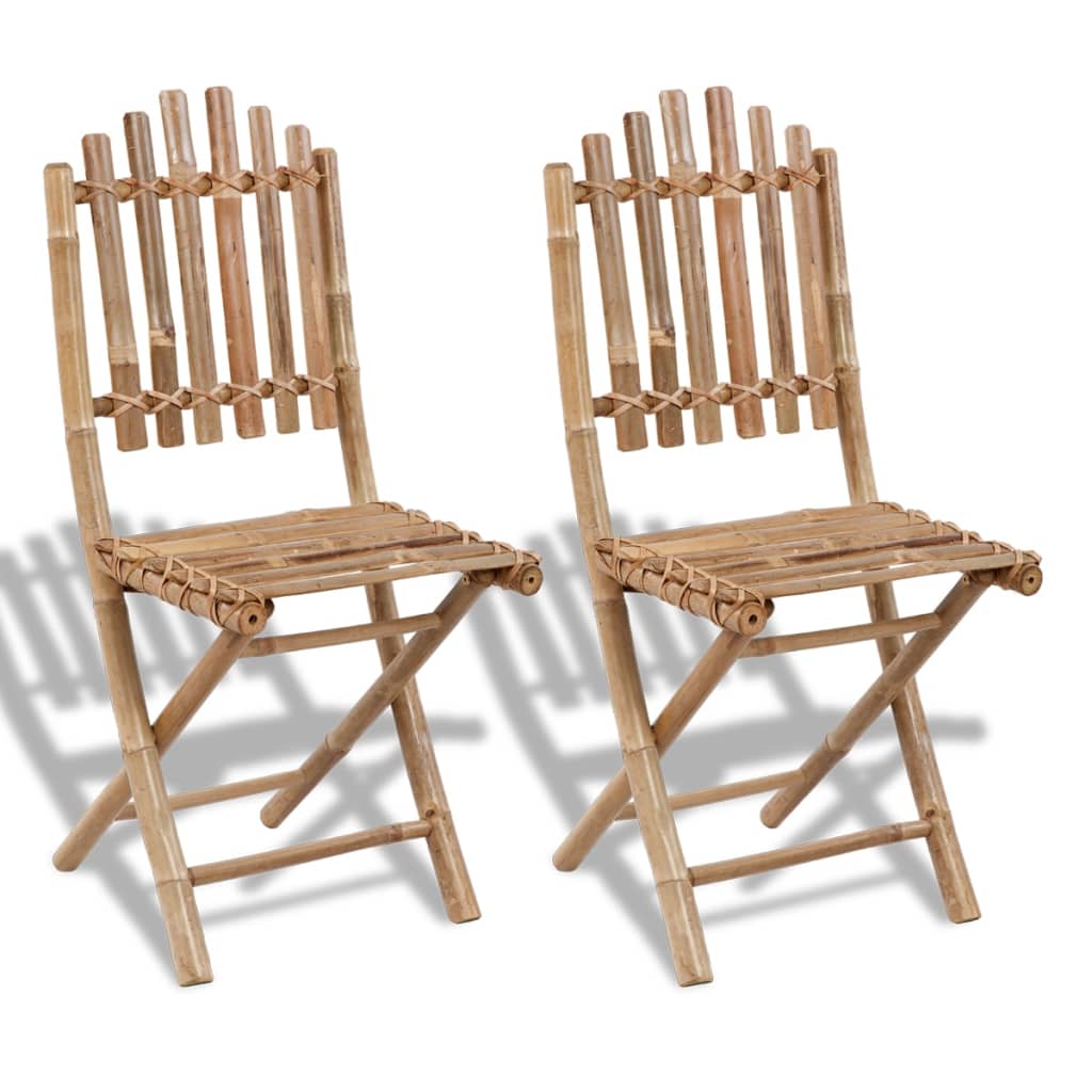 Folding Garden Chairs 2 Pcs Bamboo